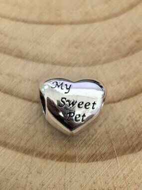 Pandora My Sweet Pet Charm Pet Paw Print Heart Charm, S925 Silver Jewelry